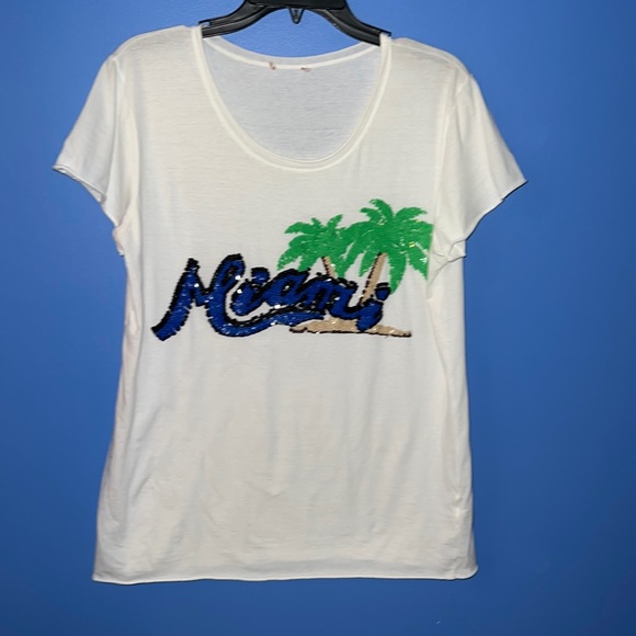 P.A.R.O.S.H. Sequined Embellished Miami White Cotton T Shirt Size M - Picture 1 of 6